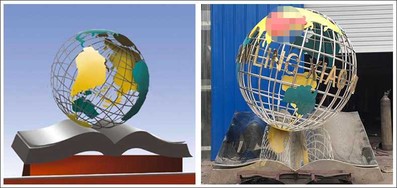 不銹鋼地球，景觀地球雕塑，學(xué)校地球儀擺件