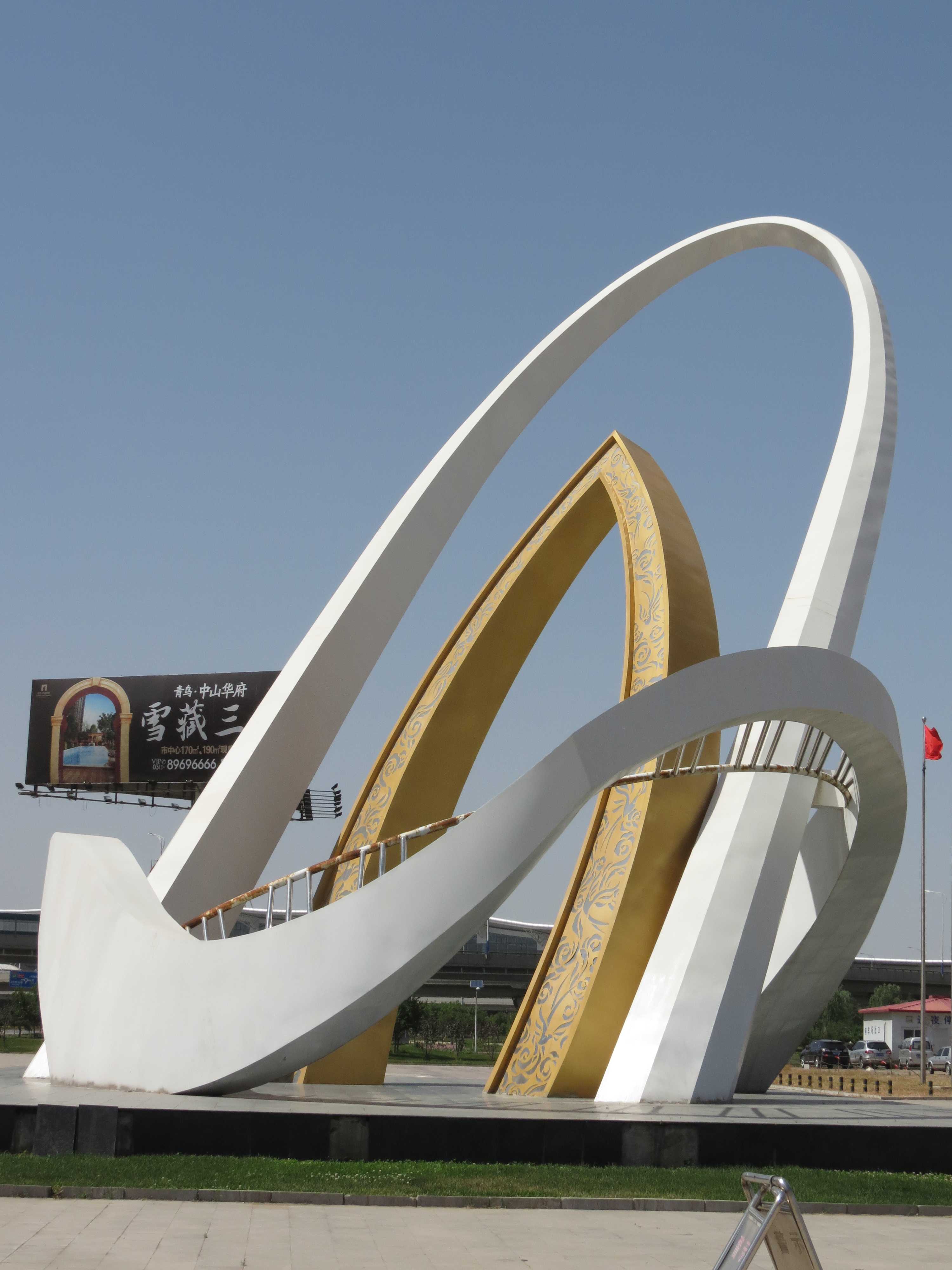 機場大型雕塑，不銹鋼機場雕塑，不銹鋼廣場景觀