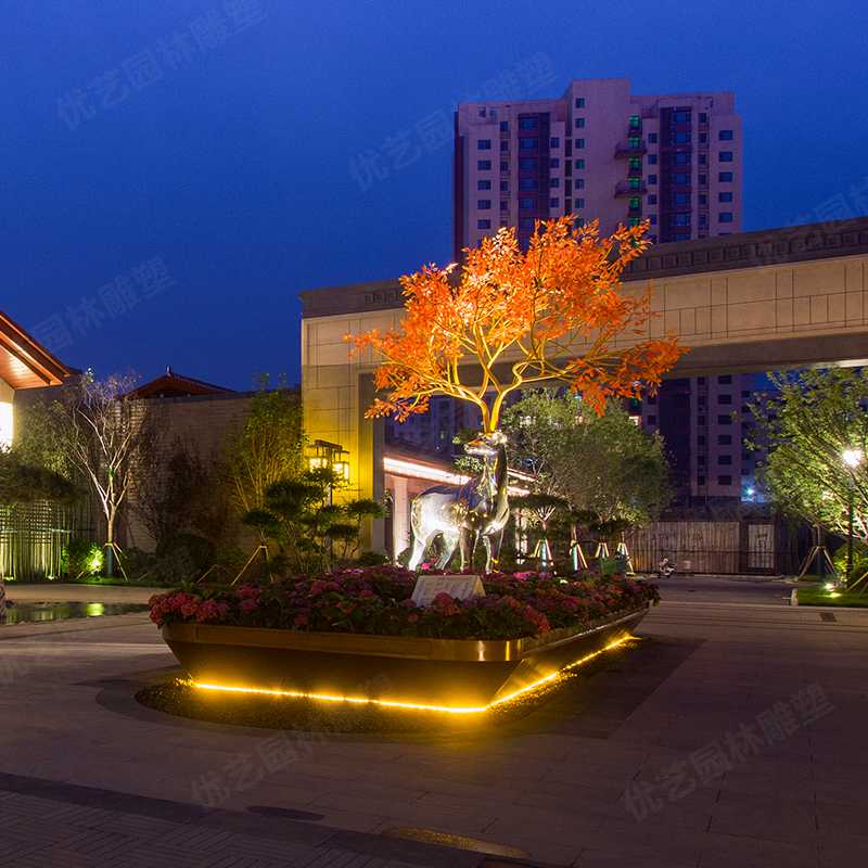 不銹鋼鹿，不銹鋼雕塑廠家，定制不銹鋼雕塑