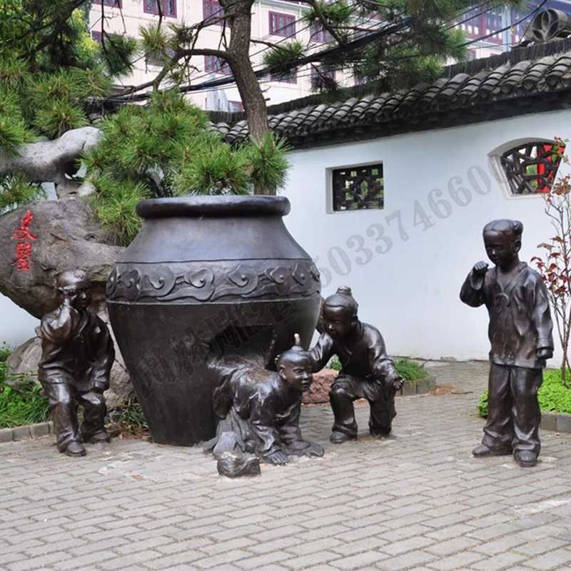 銅小孩雕塑，兒童銅雕塑