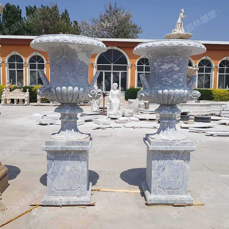 石雕花盆，大理石花盆