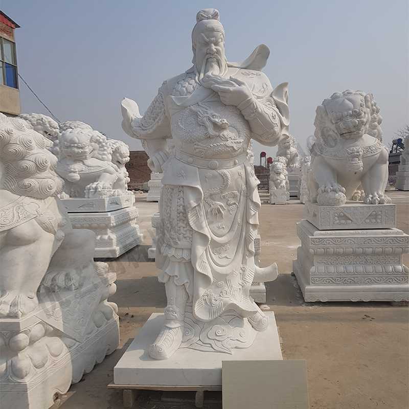 漢白玉關(guān)公像，石雕關(guān)公像，大理石關(guān)公雕像，關(guān)羽雕像，河北石雕關(guān)公廠家.jpg